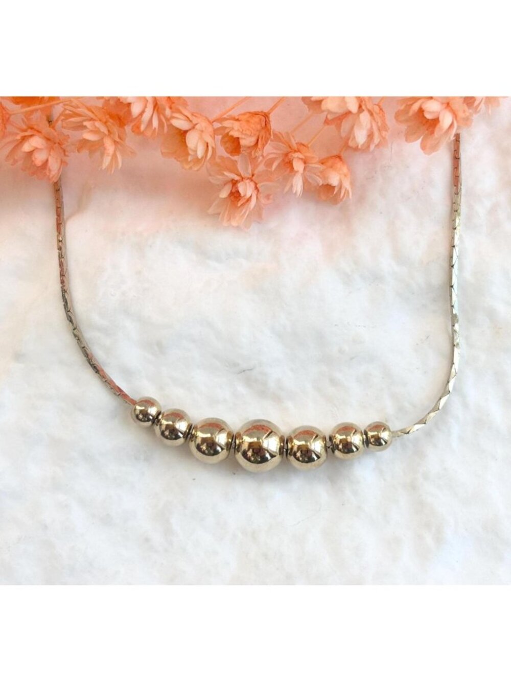 Minimalist Bead Size Order Gold Toned Cobra Chainlink Vintage Necklace